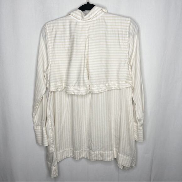 SOFT SURROUNDINGS / Lorimer white & cream striped tunic button down shirt / M - Picture 2 of 8